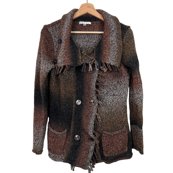 CAbi Sweaters - CAbi Women's‎ Small Frontier Fringe Double Breasted Cardigan Sweater Silk Blend